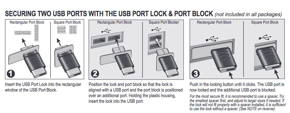 Câble De Verrouillage USB Kensington K:USB Lock - Bloque Port USB Et Sécurise Câble Clavier/souris Contre Le Vol